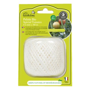 Pelote 100g bio_polymere de maïs_ pour tomate ø2mm ±80m blanc s/coque