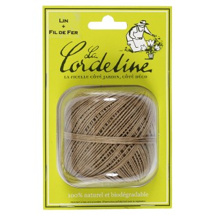 Pelote 100g lin ecru + fil de fer ø1 mm ± 60m s/petite coque