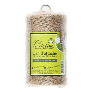 Roll 250g ficelle vigne en jute naturel ø1.4mm armee acier ±190m avec crochet