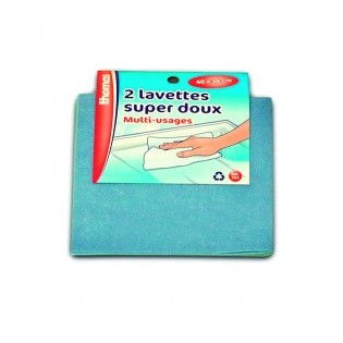 PACK DE 2 LAVETTES SUPER DOUX NON TISSEE COULEUR 40X38