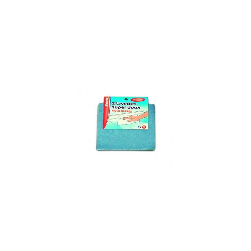 PACK DE 2 LAVETTES SUPER DOUX NON TISSEE COULEUR 40X38