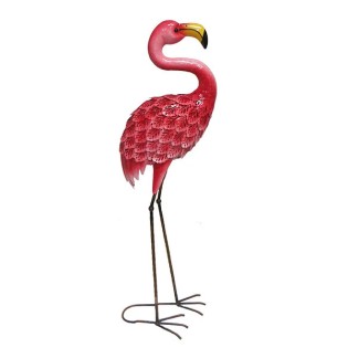FLAMANT ROSE EN METAL 90CM