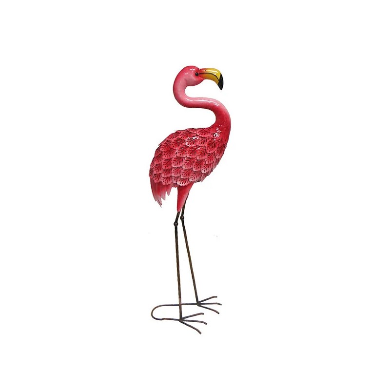 FLAMANT ROSE EN METAL 90CM