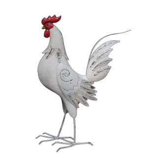 COQ BLANC EN METAL H60CM