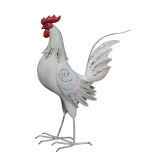 COQ BLANC EN METAL H60CM