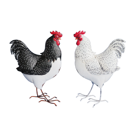 POULES EN METAL PLAT H46CM