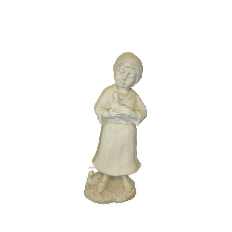 STATUE FILLE AVEC CANARD H51CM