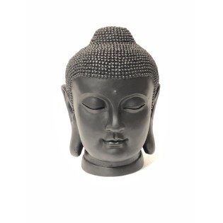 TETE DE BOUDDHA NOIRE EN FIBRE D ARGILE H42CM