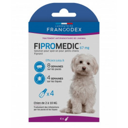 Traitement Francodex Fipromedic 4 pipettes 67mg antiparasitaire pour petits chiens de 2 à 10kg