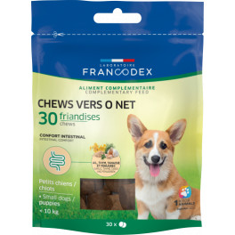 Friandises CHEWS VERS O NET Francodex x30 pour chiots et petits chiens de moins de 10kg