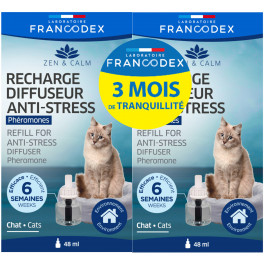 Pack 2 recharges diffuseurs anti-stress aux phéromones Francodex de 48ml chacune pour chats