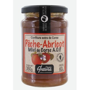CONFITURE PECHE- ABRICOT-MIEL 350G