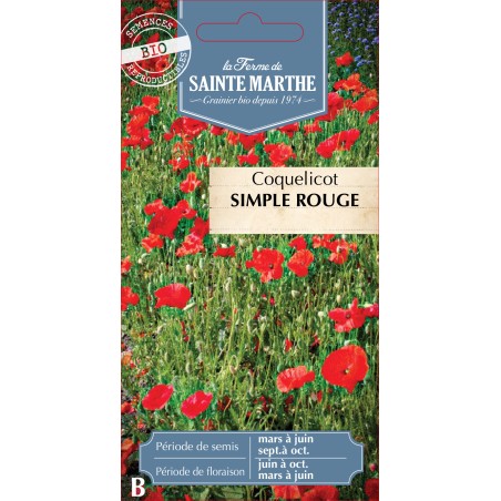 COQUELICOT SIMPLE ROUGE BIO