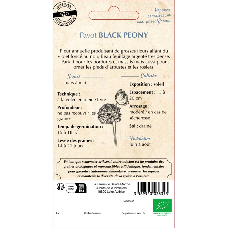 PAVOT BLACK PEONY BIO