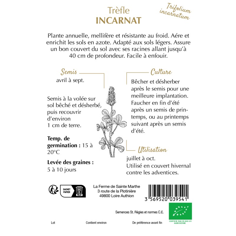 TREFLE INCARNAT CARMINA BIO