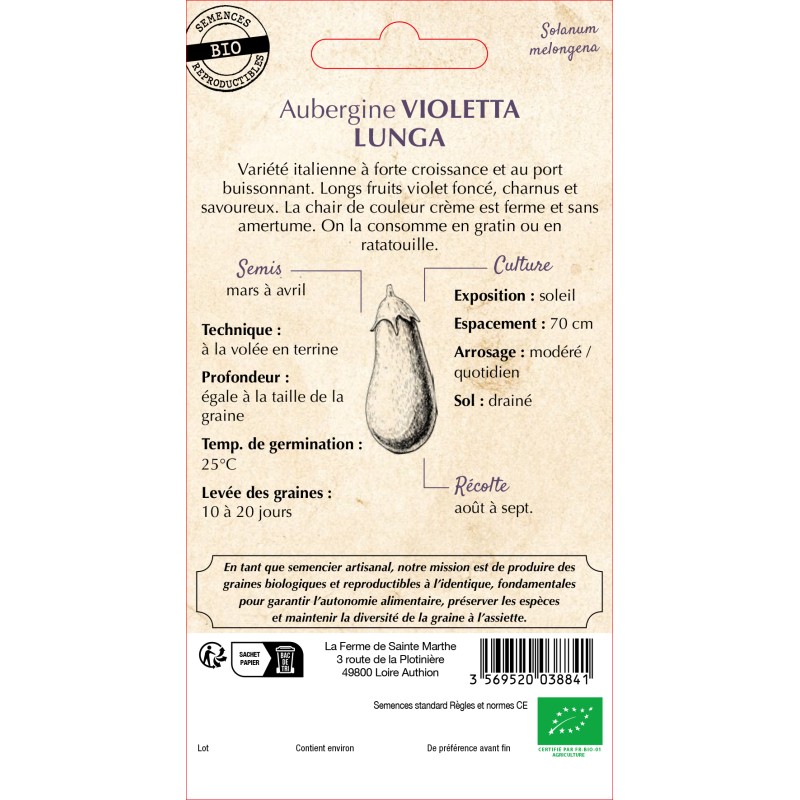 AUBERGINE VIOLETTA LUNGA 3 BIO