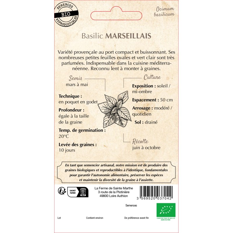 BASILIC MARSEILLAIS BIO