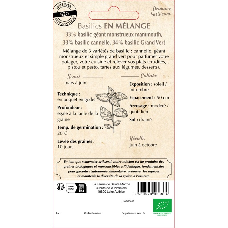 BASILICS EN MELANGE BIO