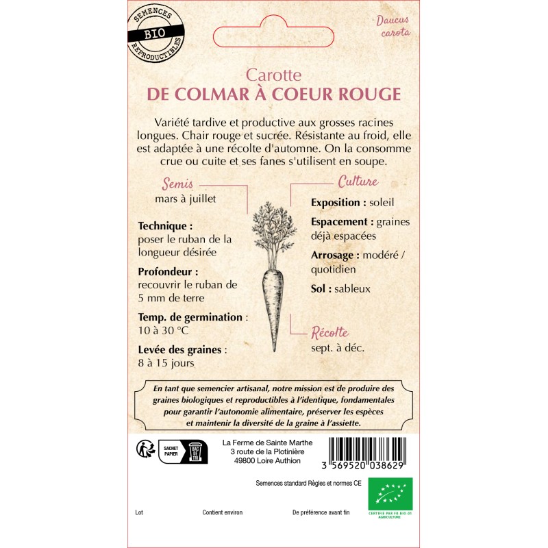 RUBAN CAROTTE DE COLMAR A C. 2 BIO