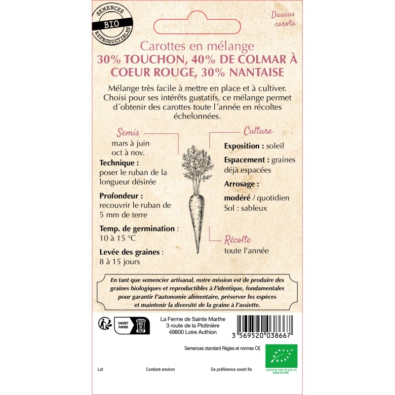 RUBAN MELANGE CAROTTES BIO