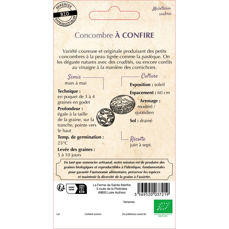 CONCOMBRE A CONFIRE BIO