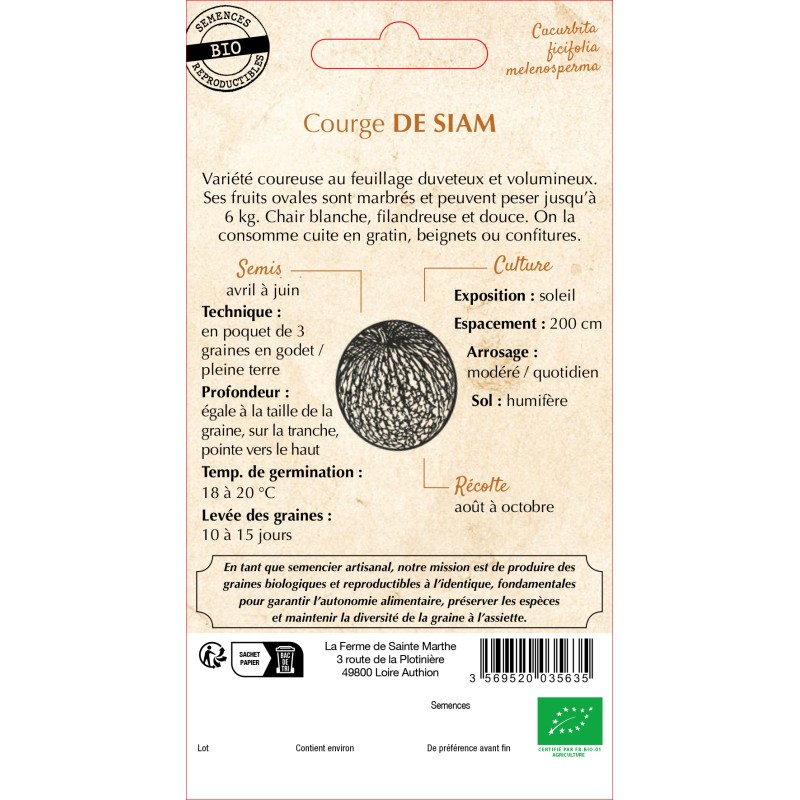 COURGE DE SIAM BIO