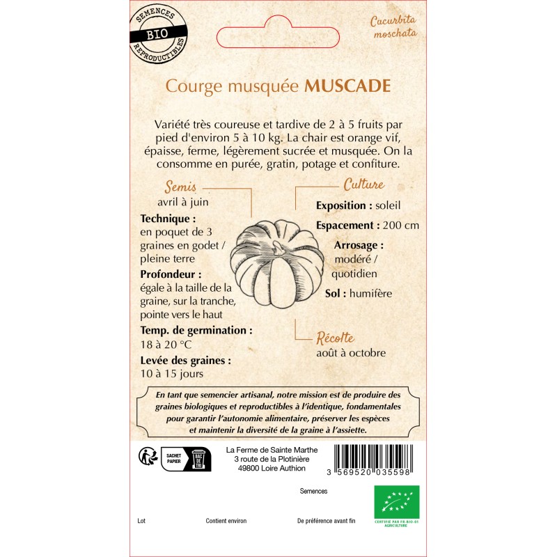 COURGE MUSQUEE MUSCADE BIO