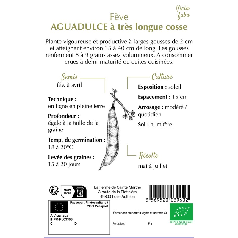 FEVE AGUADULCE A TRES LONGUE COSSE BIO