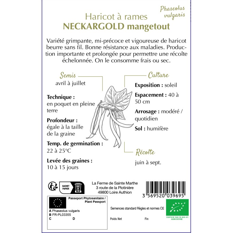 HARICOT A RAME NECKARGOLD BIO 80G