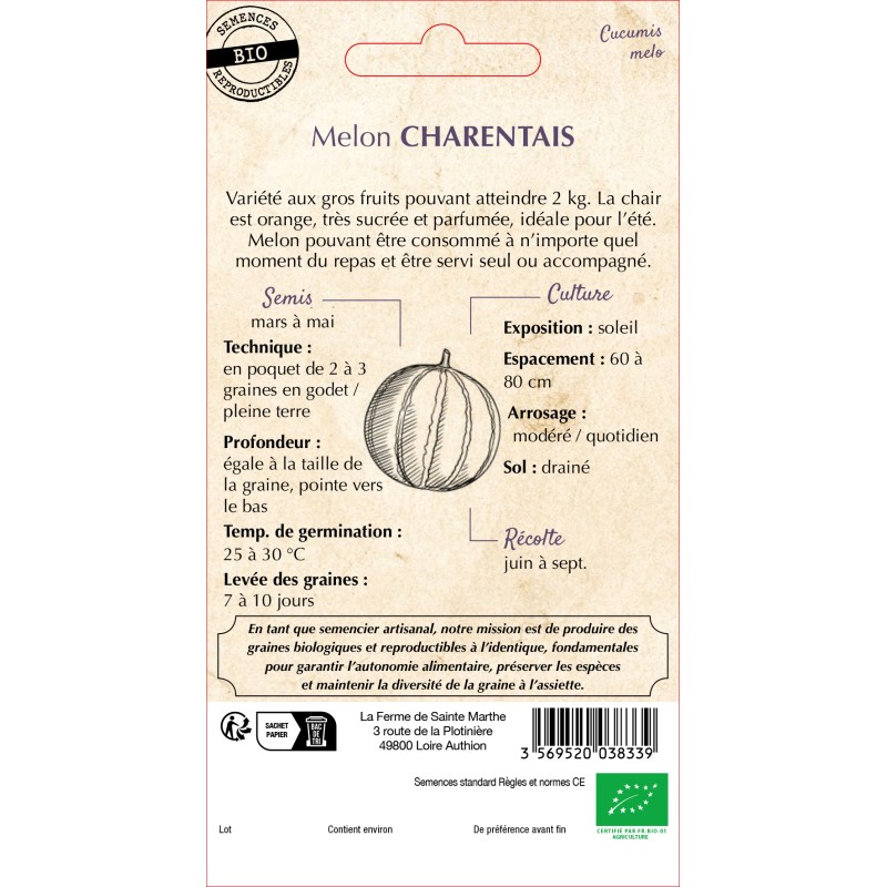 MELON CHARENTAIS BIO