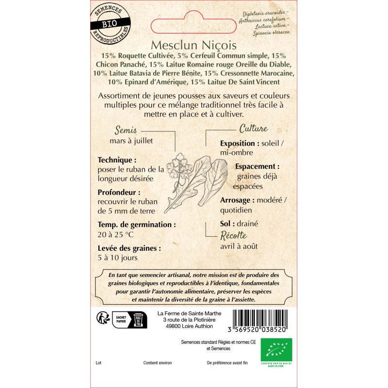 RUBAN MESCLUN NICOIS BIO