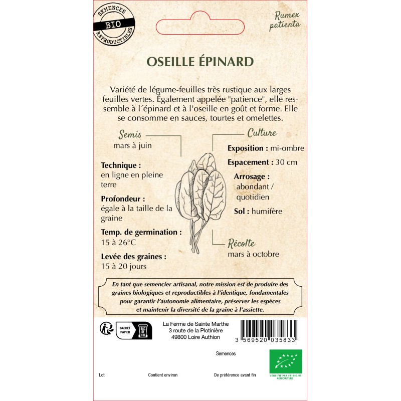 OSEILLE EPINARD BIO
