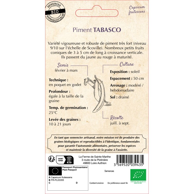 PIMENT TABASCO BIO