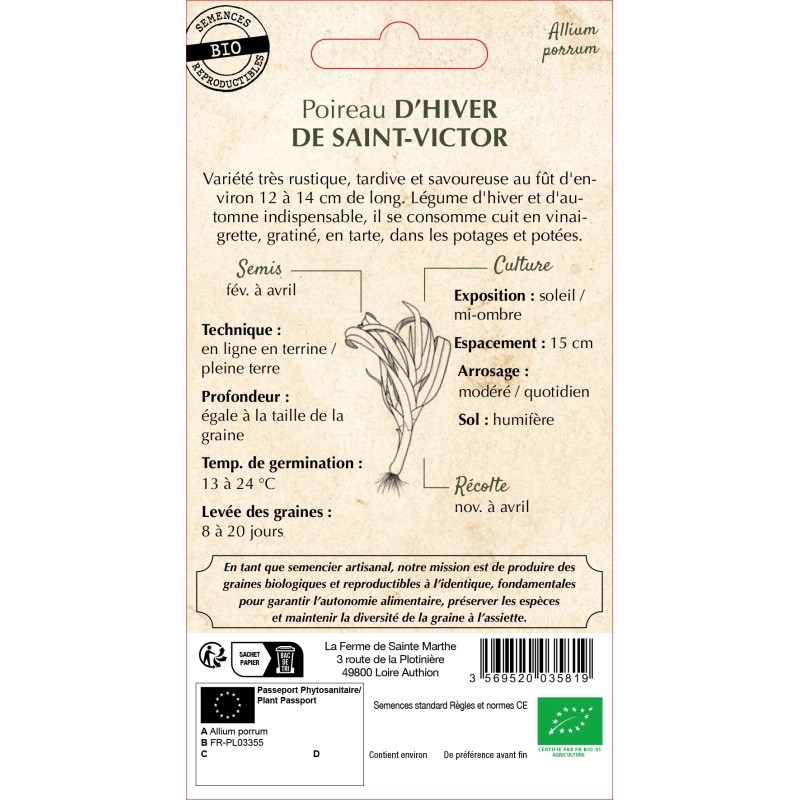 POIREAU D'HIVER DE SAINT VICTOR BIO