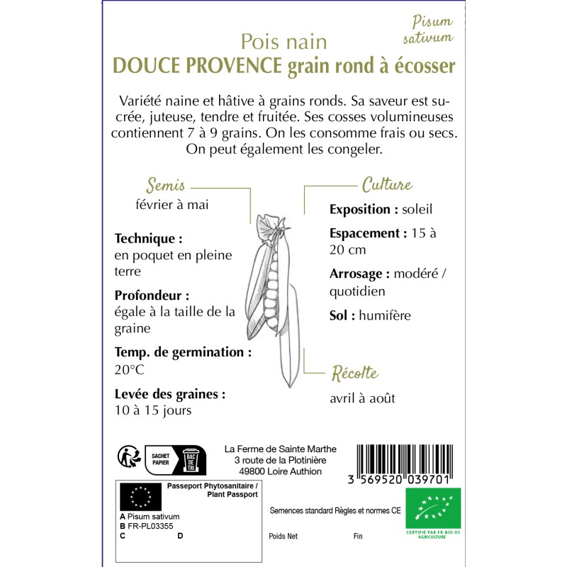 POIS NAIN DOUCE PROVENCE BIO 80G
