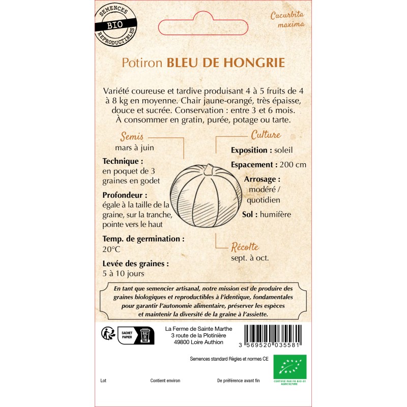 POTIRON BLEU DE HONGRIE BIO