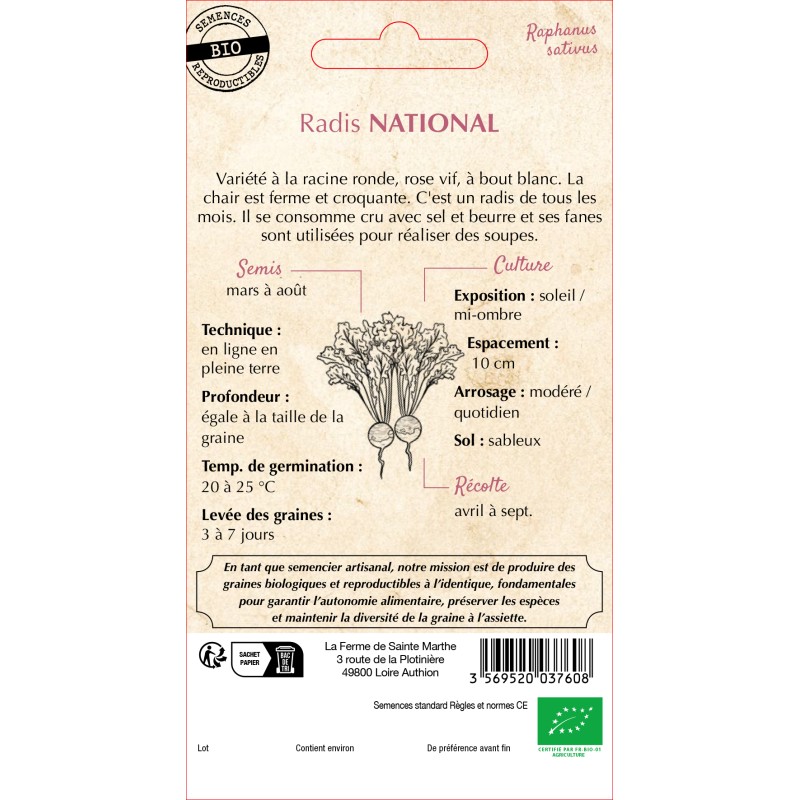 RADIS NATIONAL 2 (ROND ROSE A) BIO