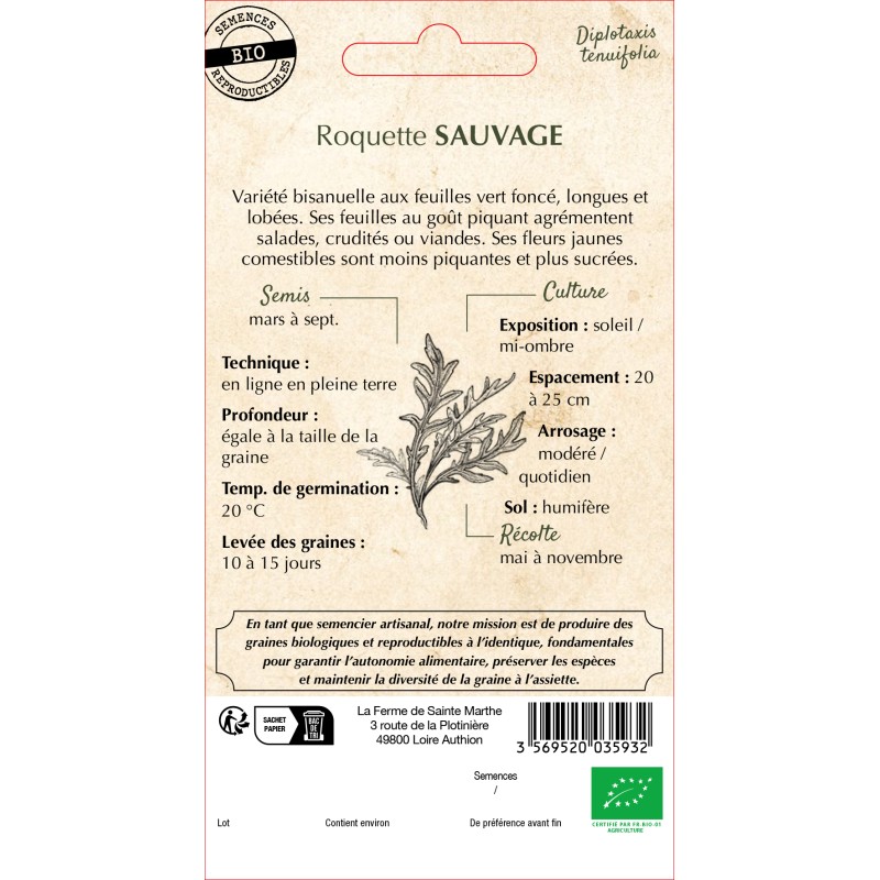 ROQUETTE SAUVAGE BIO