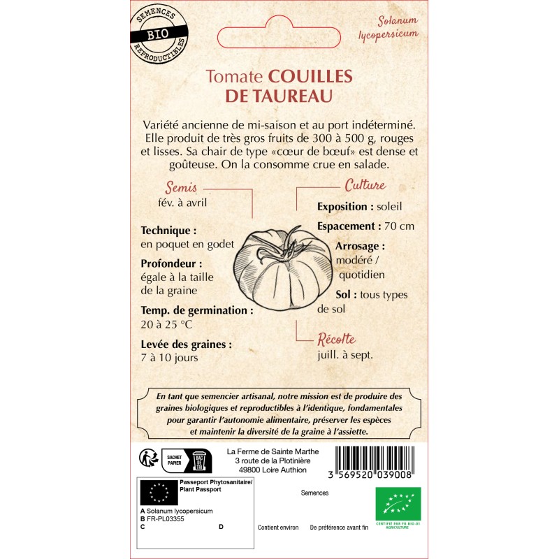 TOMATE COUILLE DE TAUREAU BIO