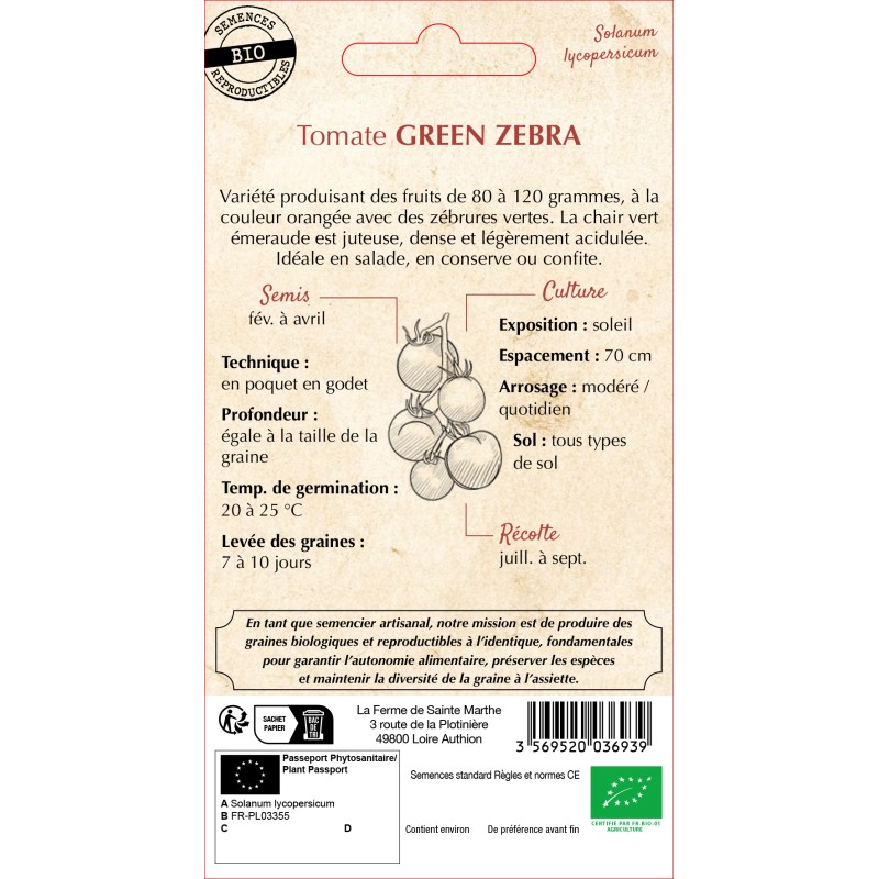TOMATE GREEN ZEBRA BIO