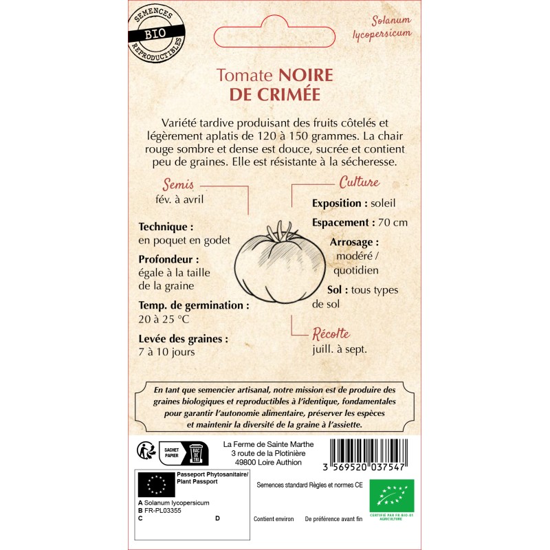 TOMATE NOIRE DE CRIMEE BIO