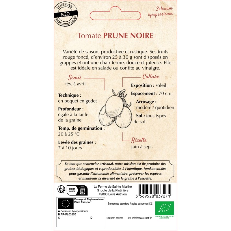 TOMATE PRUNE NOIRE BIO