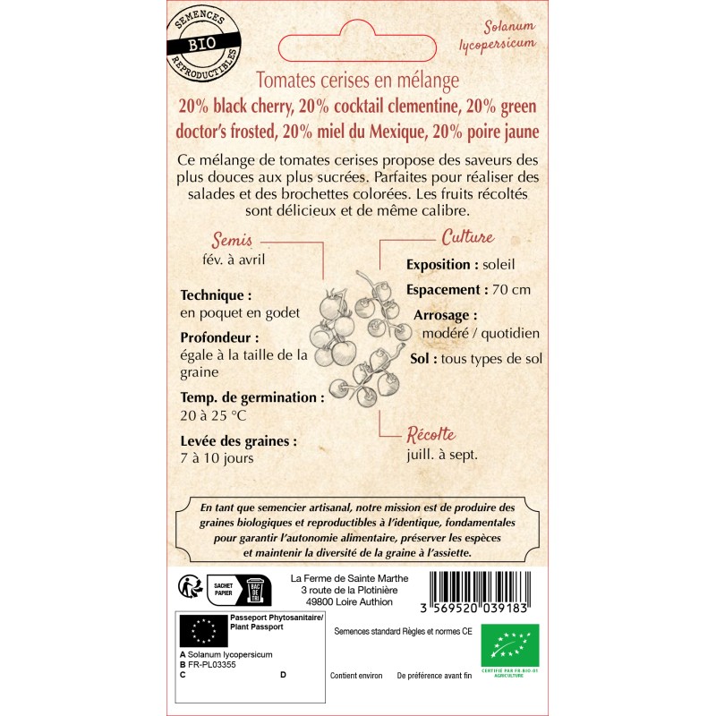 TOMATE CERISE MELANGE BIO