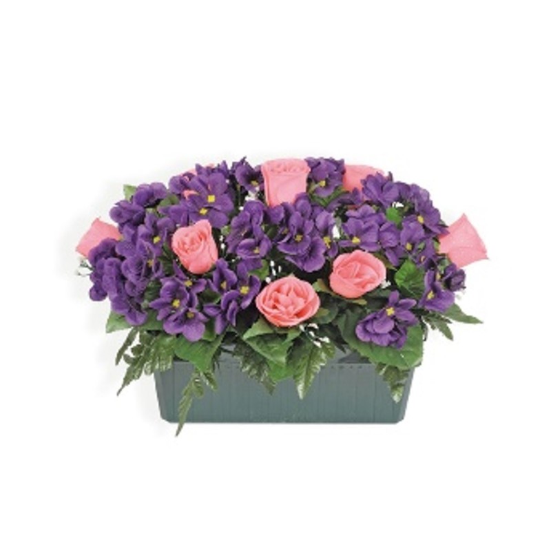 JARDINIERE VIOLETTE ET BOUTON H25 L38