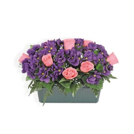 JARDINIERE VIOLETTE ET BOUTON H25 L38