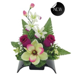 COMPOSITION FUNERAIRE PM H31X28CM COULEURS MELANGEES