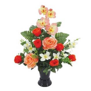 BOUQUET FUNERAIRE H56X36CM COULEURS MELANGEES