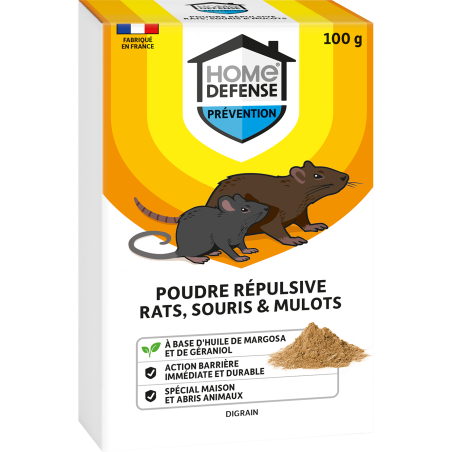 Home Defense® Poudre répulsive rats, souris et mulots
