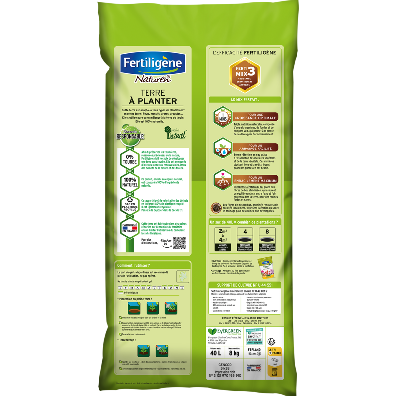 Fertiligène Terre à planter démarche responsable 40L