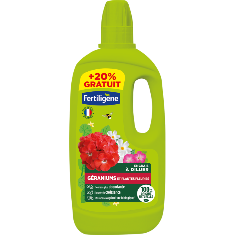 Engrais géraniums et plantes fleuries 900ml